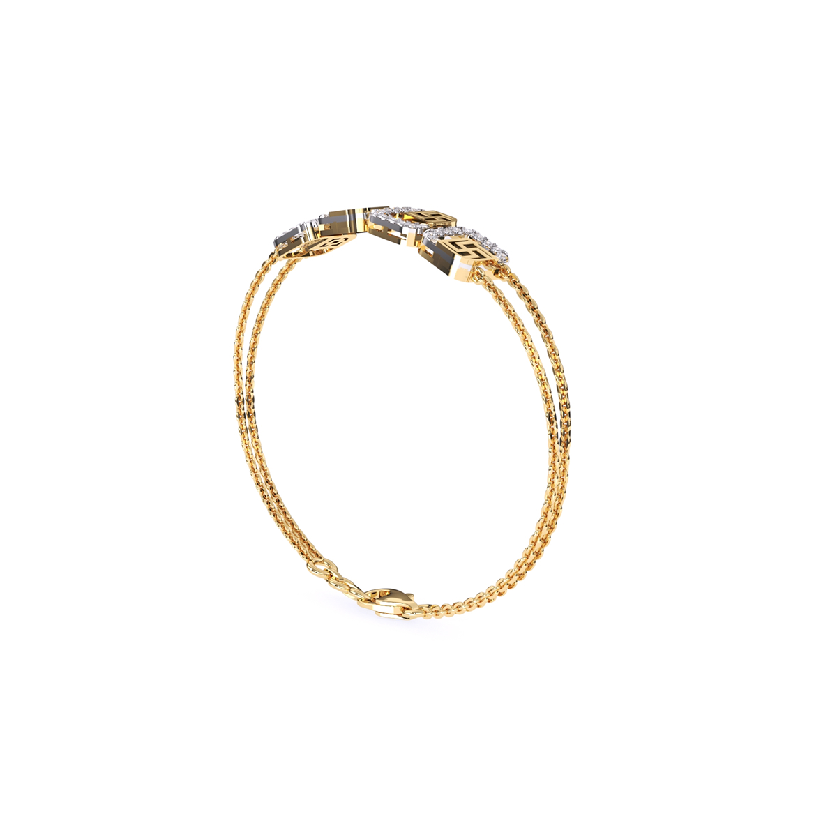 Unique Four Square Swastika Lab Grown Diamond bracelet